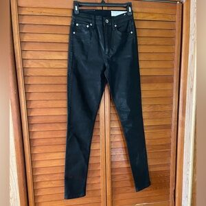 Rag&Bone Nina High Rise Skinny Jeans in Coated Black. Size 24 Women 
#286